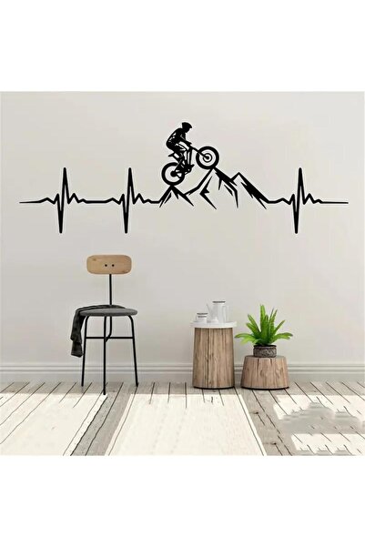 Choice L42cmX14cm Z1703-black 1 pc mountain bike heartbeat Wall Sticker Self ...