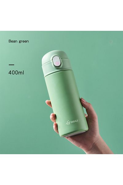 Choice 400-500ml Green 400ml Gianxi Bouncing Straw Thermos Cup Stainless Steel Termos Water Bottle Simple I