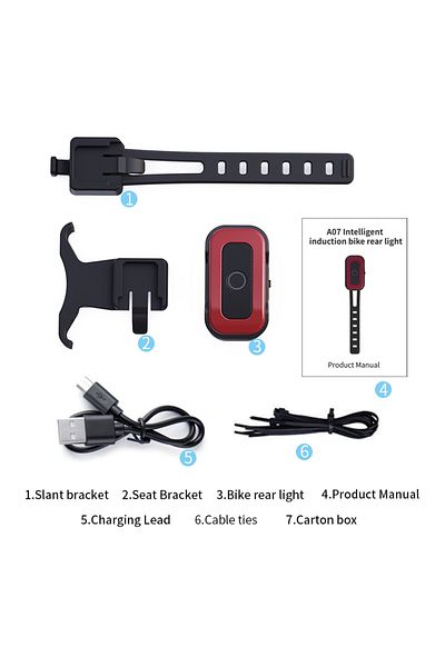 NATFIRE A07 A07 Smart Bike Tail Light Brake Sensing Rear Lights Auto On Off Usb C Rechargeable Safet