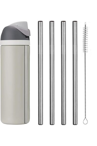 Choice 4pcs 2/4/6pcs Metal Replacement Straws For Owala Water Bottle 24 Oz 32 Oz, With 1 Cleaning Brush, Re