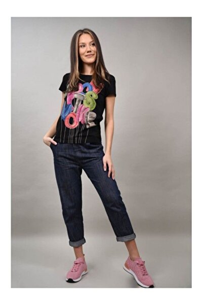 Monte Cervino ΜΠΛΟΥΖΑ GUARENE ΠΟΛΥΧΡΩΜΗ ΜΕ ΣΤΥΠΩΜΑ ΓΡΑΜΜΑΤΩΝ Μαύρο S-M