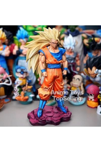 BANDAI مجموعة تمثال من مادة البولي فينيل كلوريد لشخصية جوكو سوبر سايان 3 من أنمي دراغون بول زد، مقاس 29 سم/11.4 بوصة.