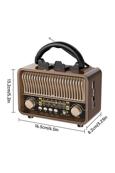 Choice Brown Retro Wireless Radio Portable AM/FM/SW with USB Rechargeable Battery With antenna, AUX and TF