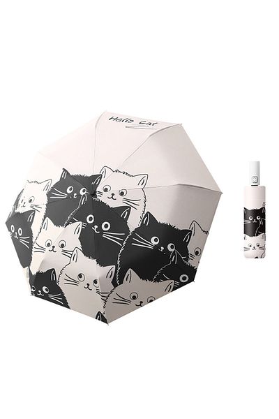 Choice Fully-automatic Cat Umbrellas Portable Rain And Sun Dual-Use Umbrella Automatic Folding Black Coatin