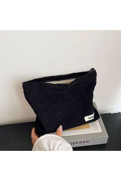 Choice Black Corduroy Makeup Bag For Female Internet Celebrity, Large Capacity Lipstick Makeup, Change, Mob