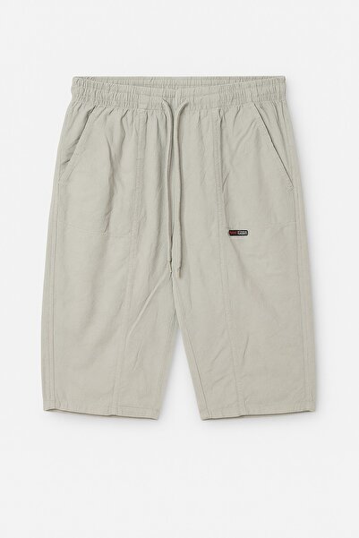 nacar çarşı Erkek Pamuk Ham Bez Kapri – Yüksek Bel, Lastikli Bel, Rahat Kalıp Yazlık Şort