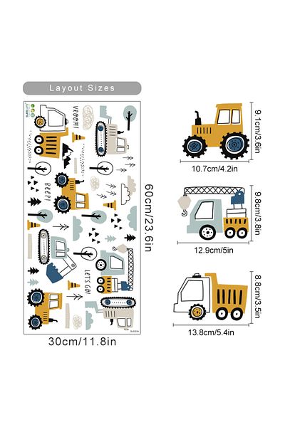 Choice SL6327A Cartoon Cute Urban build Car Watercolor Nursery Stickers Removable Wall Decals Art Print Kid