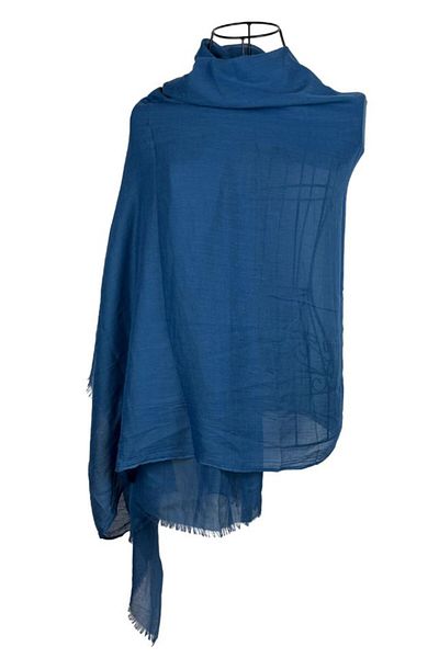 DACSHOP Women's plain scarf 25V, denim blue 180 x 95 cm