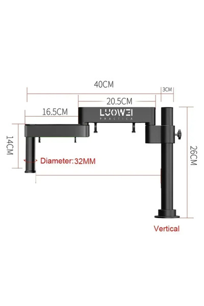 Choice ذراع حامل المجهر الدوار LW-017 عمودي 32 مم من Luowei، قابل للدوران بزا...