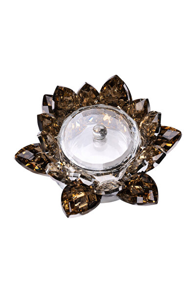 LUXORISE Manicure Glass Container, Gold Flower