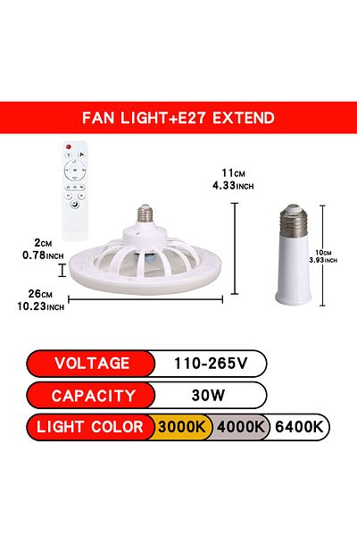 Choice مروحة سقف 85-265 فولت، 5 مصابيح، 4 مصابيح LED E27 مع جهاز تحكم عن بعد، تعتيم 3 سرعات قابلة للتعديل