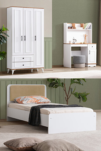 Setay Linda Genç Odası - 3 Kapılı Dolap, Karyola, Çalışma Masası