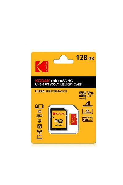 Kodak بطاقة ذاكرة كوداك مايكرو إس دي من الفئة 10 U3 بسعة 128 جيجابايت، مايكرو إس دي/تي إف بسعة 64 جيجابايت، 128 جيجابايت، 256 جيجابايت، لأجهزة سامسونج