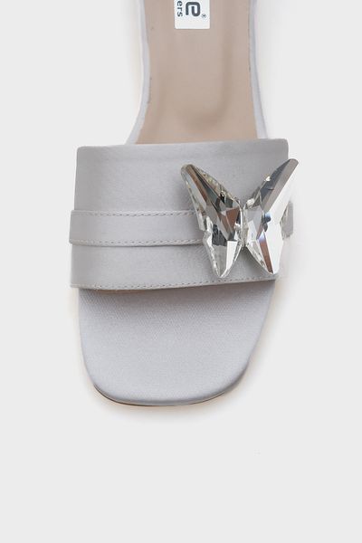 Capone Outfitters Papuci de damă cu toc scurt, cu vârf rotund, cu cataramă fluture