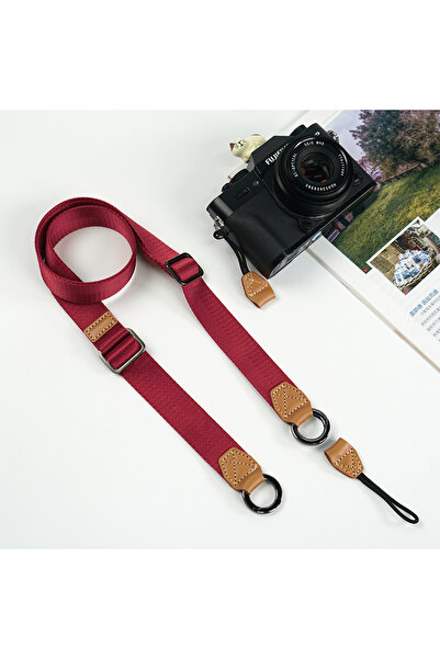 Choice حزام كتف الكاميرا الأحمر بطول قابل للتعديل وعرض عالمي وضغط سريع التحري...