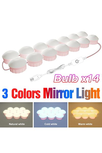 Choice 14 Bulbs LED Mirror Vanity Light Bulbs Dressing Table Make Up Mirror LED Fill Lamp Stepless Dimmable