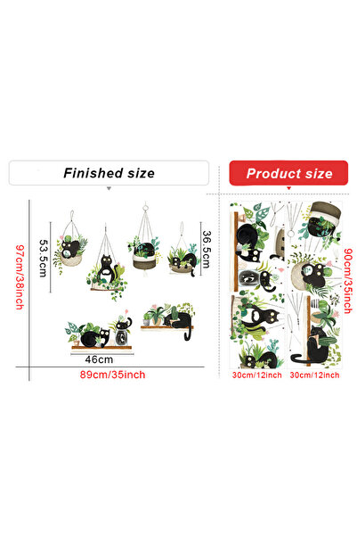 Choice ملصقات حائط كبيرة متعددة الإبداع على شكل قطة سوداء معلقة على سلة ديكور...