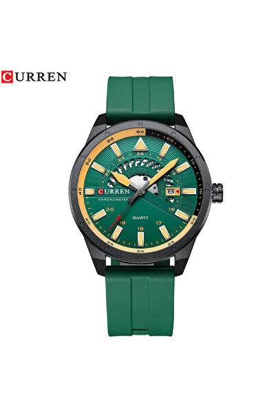 Curren green Fashion Men Watch Top Brand Luxury Waterproof Sport Mens Watches Silicone Automatic Dat