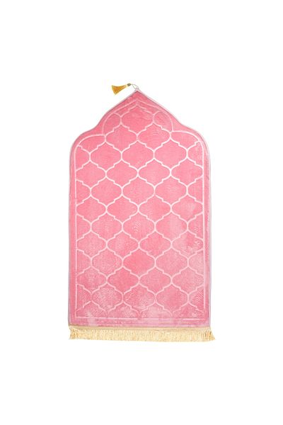 Choice Pink Soft Worship Kneel Travel Prayer Rug Non-slip Prayer Mat Flannel Carpet for Muslim Ramadan Embo
