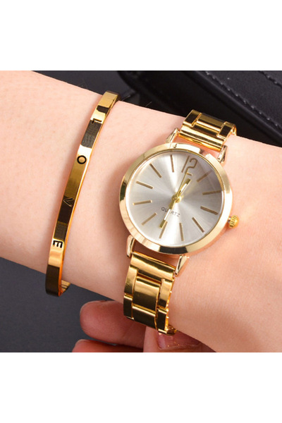 Choice 2pcs 2pcs Set Watch Luxury Women Simple Dial Hollow Strap Fashion Gold...