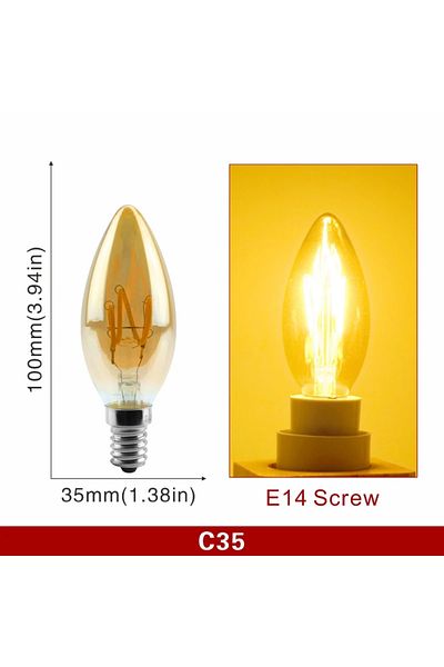 GOT LIANG 4W 220V Yes Warm white 2200K C35 E14 E14 E27 Retro LED Spiral Filament Light Bulb 4W Warm Yellow 220
