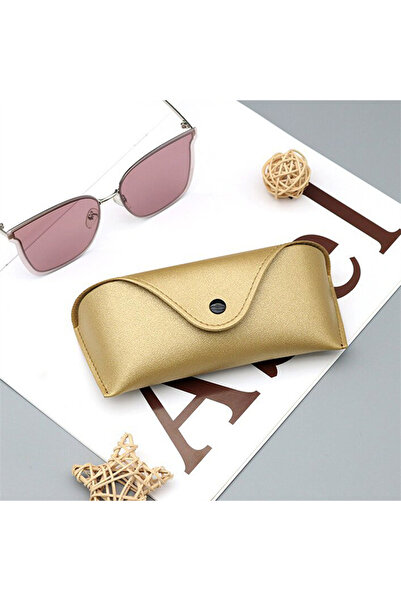 Choice Gold B 1pc Durable PU Leather Glasses Case Sunglasses Solid Color Pouc...