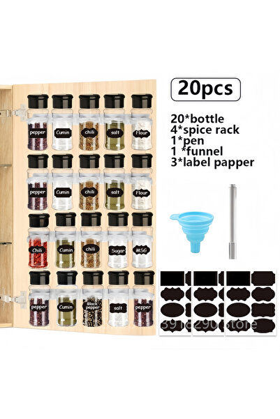 Choice1 20 قطعة مع رف، 5/10/15/20 برطمان للتوابل والملح والفلفل، منظم برطمانا...