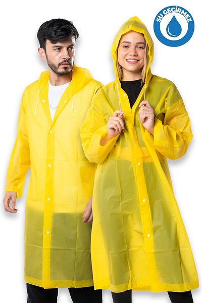 By Marine Women's Men's Raincoat Hooded Snap Fastener Eva Yellow Raincoat Bymmrc881r01