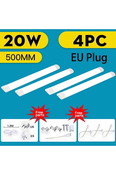 CANMEIJIA Warm White EU plug 4PCS 20W Led Tube Light 85-265v 10W 20W Led Bar Lamp 30/50CM Tube Ceiling Wall La