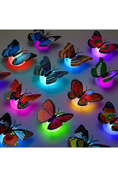 Choice 10 قطع 3D LED فراشة زينة ضوء الليل ملصق واحد و مزدوج جدار ضوء لحديقة B