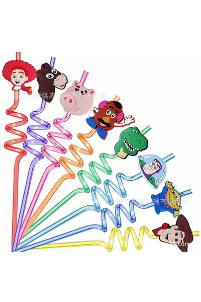 Choice 8pcs straws 8pcs/set Cartoon Toy Story Straws Reusable Drinking Straws For Buzz Lightyear Birthday P