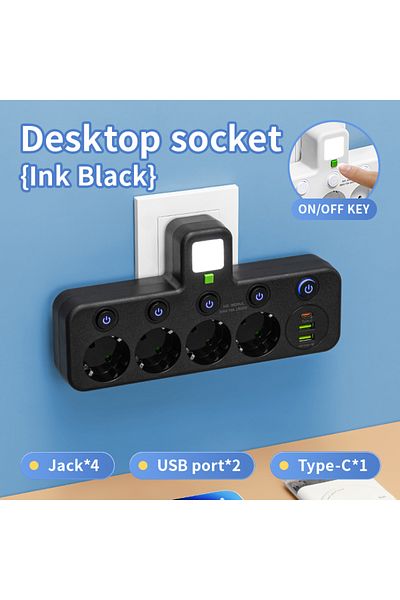 Choice Black USB EU Plug Outlet 5 Sockets Electrical Socket No Extension Cord With or without it USB Ty