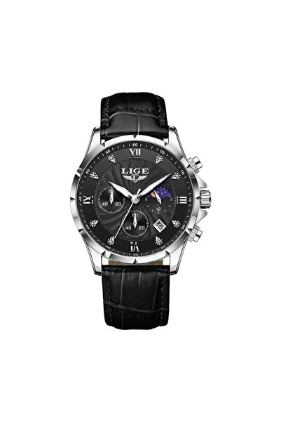 Lige ساعة LIGE سوداء للرجال، ساعة عمل كاجوال فاخرة مقاومة للماء مع تاريخ وساع...