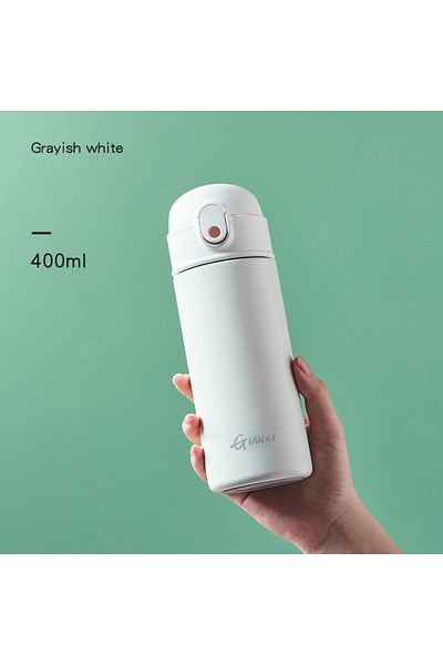 Choice 400-500ml White 400ml Gianxi Bouncing Straw Thermos Cup Stainless Steel Termos Water Bottle Simple I