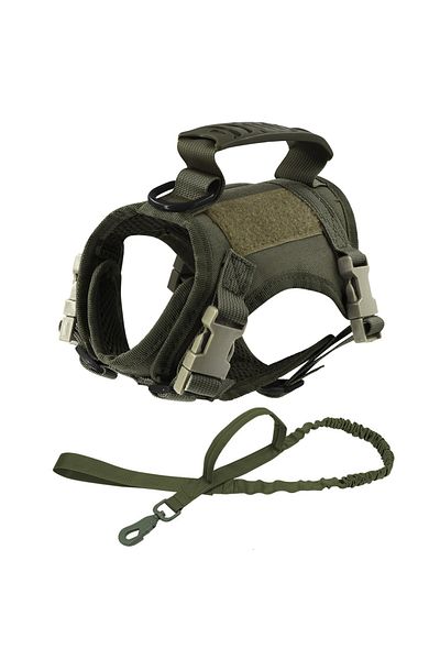 Choice Green set Tactical Cat Harness For Walking Escape Proof Adjustable Pet Vest Harness Soft Mesh With C