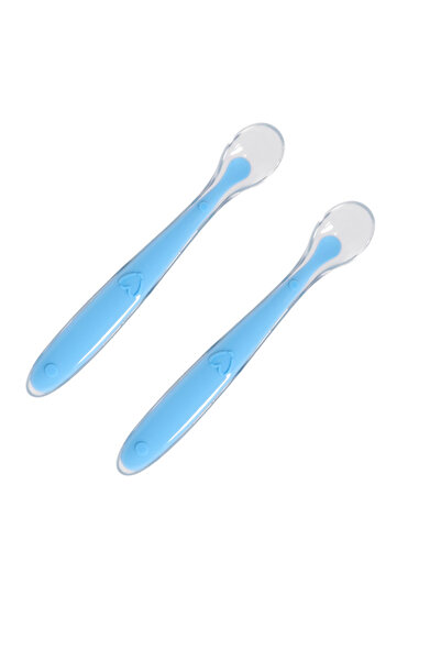 Choice 2 قطعة من ملاعق السيليكون للأطفال باللون الأزرق، طقم ملاعق تعليمية على...