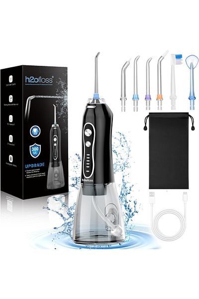 Choice black h2ofloss Dental Oral Irrigator Portable Water Flosser for Teeth Braces Rechargeable Home and T