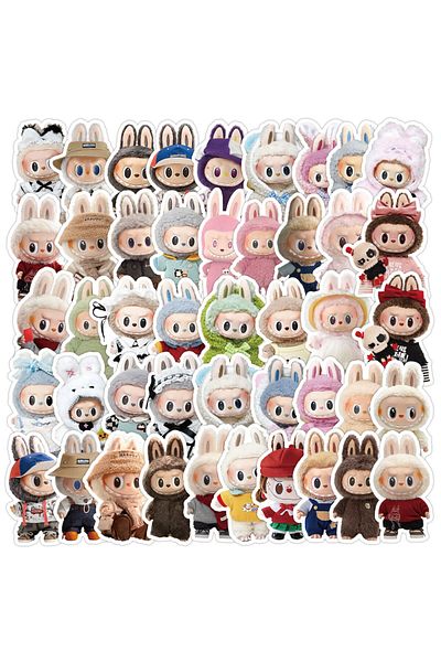Choice 50pcs Cute Cartoon Labubu Doll Graffiti Stickers For Bicycle Hand Account Pencil Case Decals