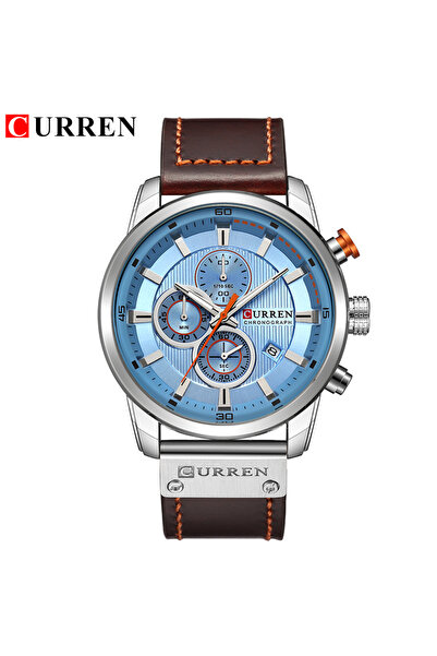 Curren silver blue Fashion Date Quartz Men Watches Top Brand Luxury Male Clock Chronograph Sport Men