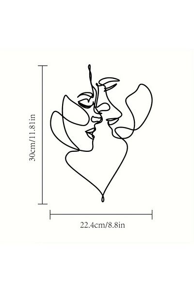 HELLOYOUNG TY5755 Unique Wire Wall Art Featuring Two Faces Inside Heart Design - Ideal Gift for Birthdays and C