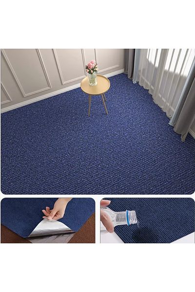 ctzszzmm 40cmX300cm Dark Blue Self-adhesive Carpet Living Room Kitchen Rugs for Bedroom Water Uptake Home Dec