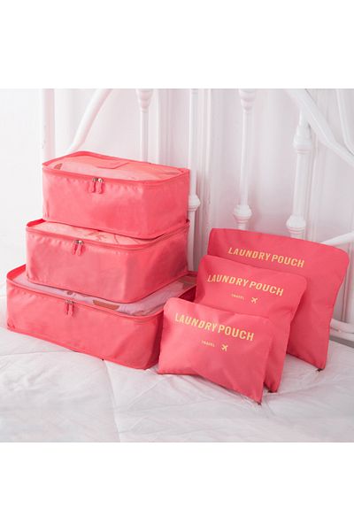 Choice pink 6pcs 6 Pcs Set Pink Blue Grey Travel Storage Bag Large Capacity Waterproof Luggage Clothing Und