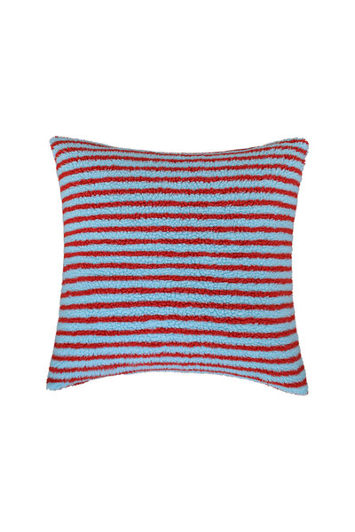 CANIRICA 45x45cm Red Blue Contrast Stripe Cushion Cover Soft Plush Pillowcase...