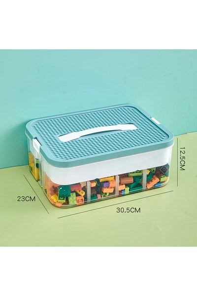 Choice 1 layer Green Stackable Building Block Storage Box Transparent Dustproof Moisture-proof Plastic Stor
