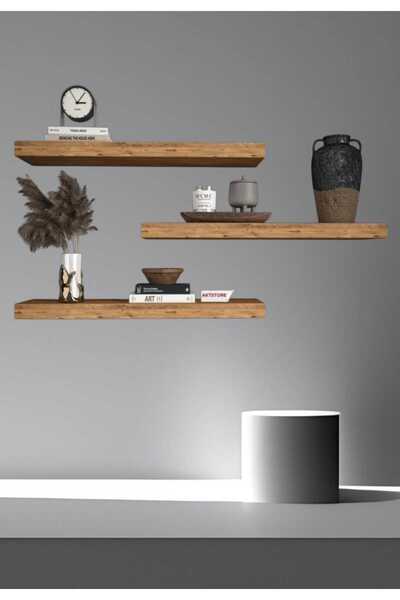 Ayşe Abladan 3'lü Duvar Rafı Uçan Raf Dekoratif Raf 90X14