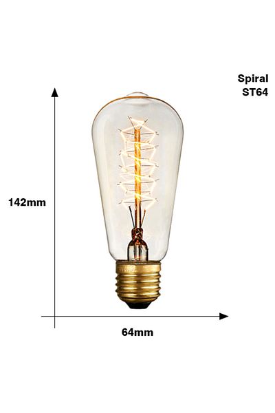 YNL Dimmable 220V ST64 Spirai Retro Edison Bulb E27 220V 110V 40W ST64 G80 G95 T10 T45 Dimmable Ampoule