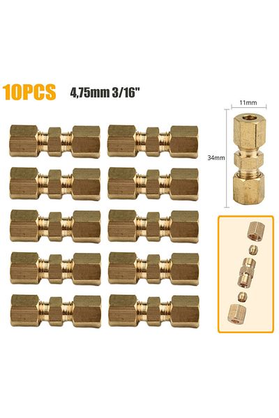 Choice 10pcs Brake Line Connector Without Flaring 4.75mm 3/16 Useful Brake Line Connector For Brand New ...
