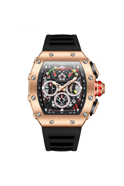 Choice ساعة ONOLA 2021 للرجال من أفضل العلامات التجارية باللون الوردي والأسود، ساعة رياضية فاخرة متعددة الوظائف مقاومة للماء