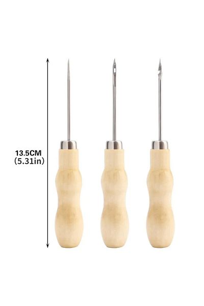 Choice 3kinds Pack 3kinds/set Wooden Leather Sewing Awl Tool For Handmade Stitch Leather Shoe Repair Sewing