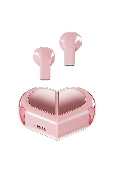 Choice pink K520 wireless earphones stereo earbuds with rotatable heart-shaped low latency charger suitable